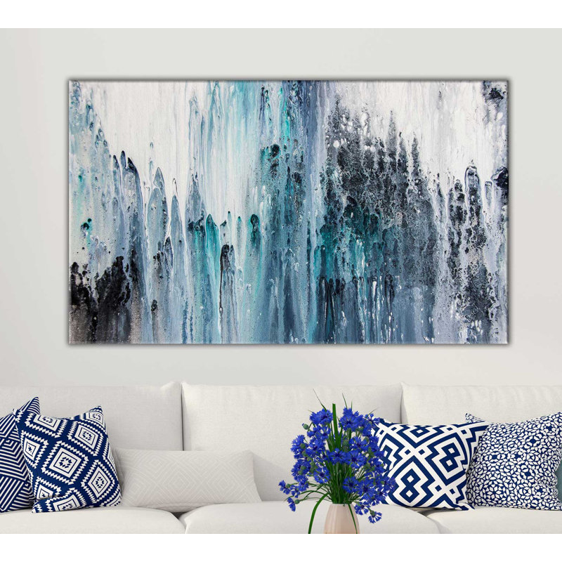 « mouillé paint », reproduction de peinture à l’acrylique sur toile tendue, H 36 po x l 60 po x P 1,5 po