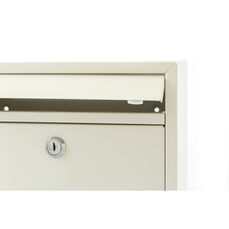 Trent Wall Mounted Galvanised Steel Lockable Weatherproof Post Box - 26x34x9cm, White