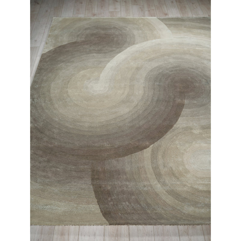 Mitomo hand-tufted Wool/Viscose Taupe Area Rug