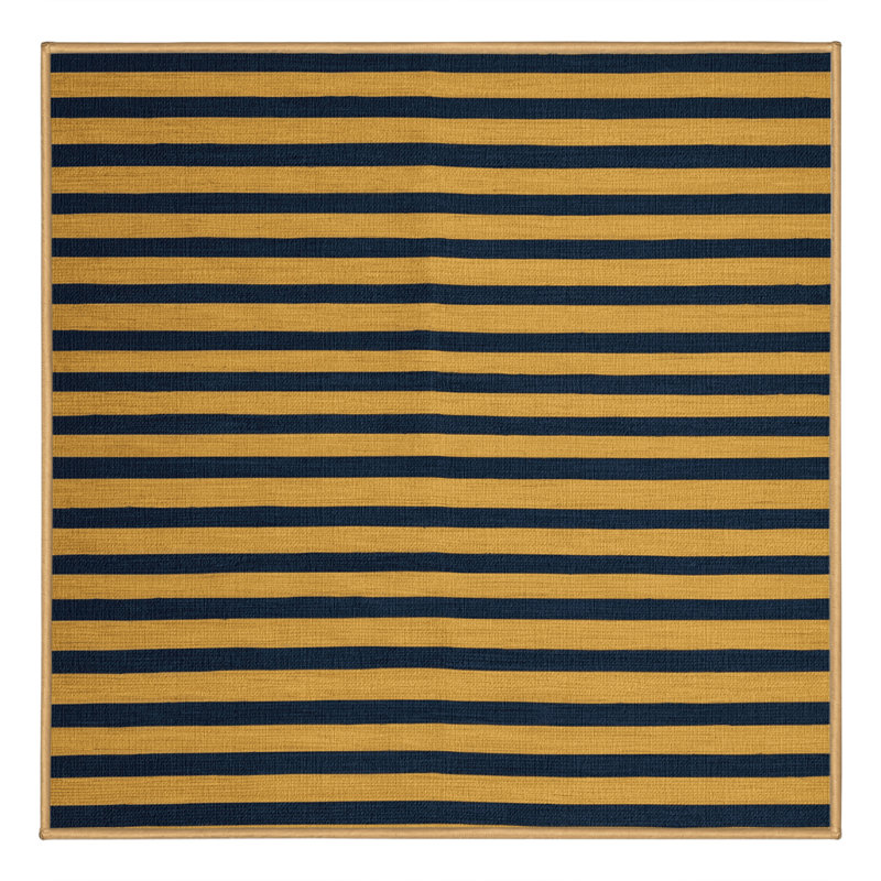 Machine Washable Horizontal Stripes Brown Area Rug, Square 6'