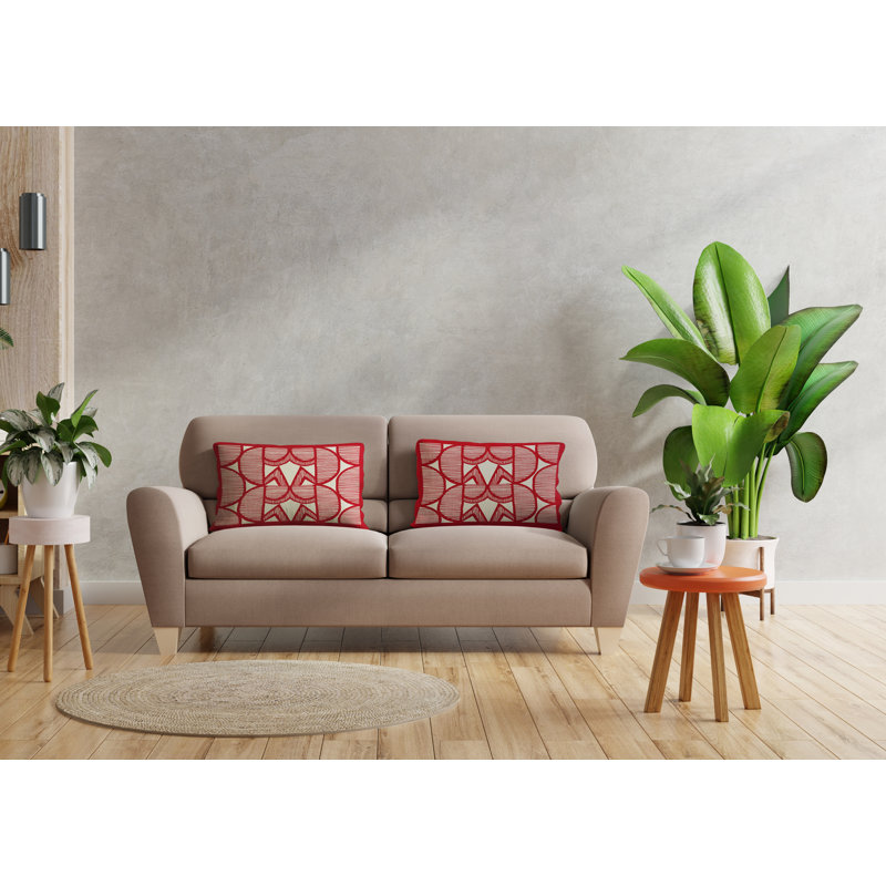 Polyester/Polyester Blend Lumbar Rectangular Indoor/Outdoor Pillow Cover & Insert, Red