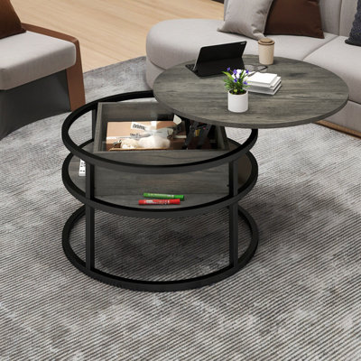 Lift Top Round Coffee Table with Storage