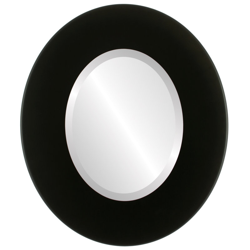 Miroir décoratif ovale encadré Mahika, H 43 po x l 31 po, Noir mat