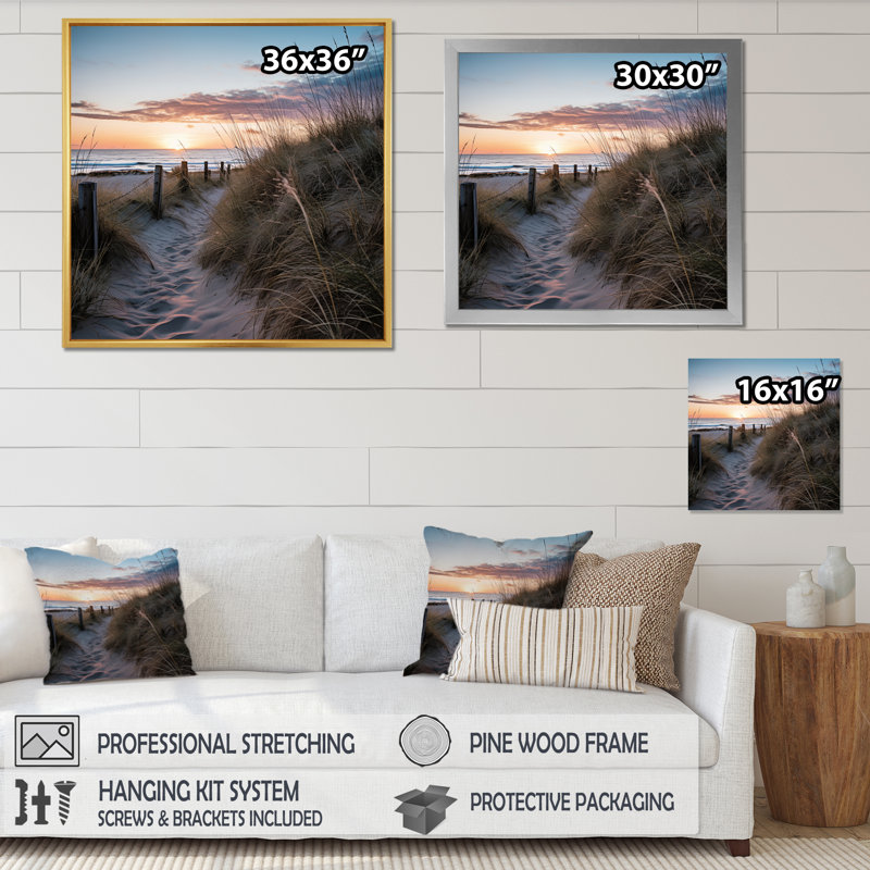 Tranquility Path To Dune Beach VII, H 16 po x l 16 po x P 1 po, Cadre flottant noir