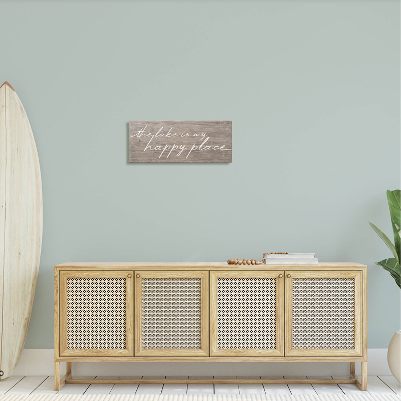 «Lake Is Happy Place», art mural sur toile par Lil 'Rue, H 10 po x l 24 po x P 1,5 po