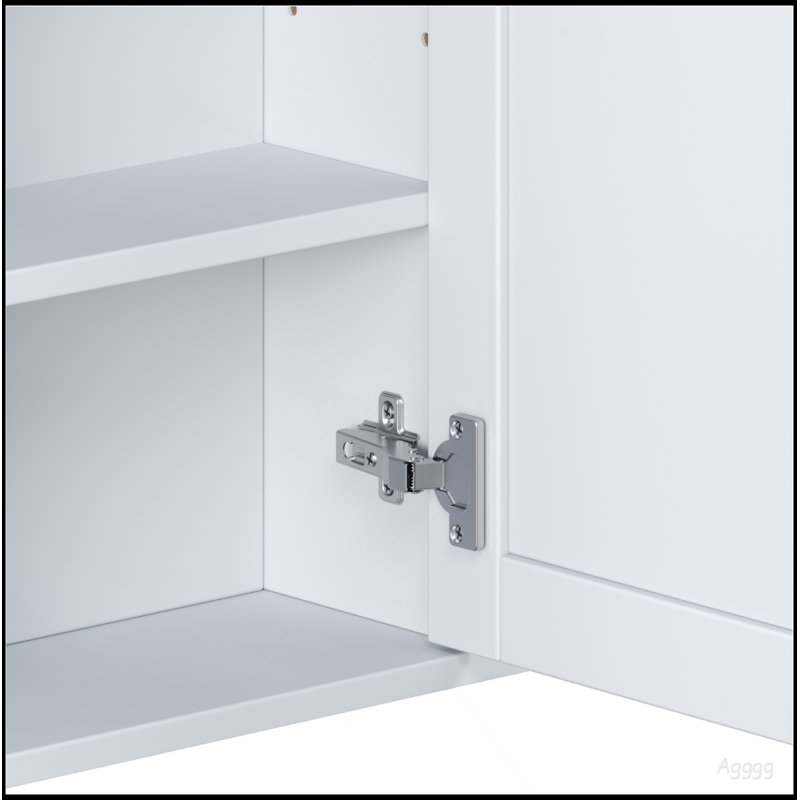 Bathroom Wall Storage Cabinet With Mirror, Medicine Cabinet With Adjustable Wood Shelf & Doors, Mounted Storage Cabinets With 6 Open Shelves, White