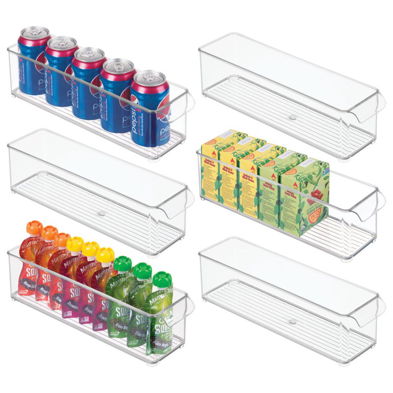 iDesign Stackable Fridge Bin with Front Handle - Set of 6 - Clear