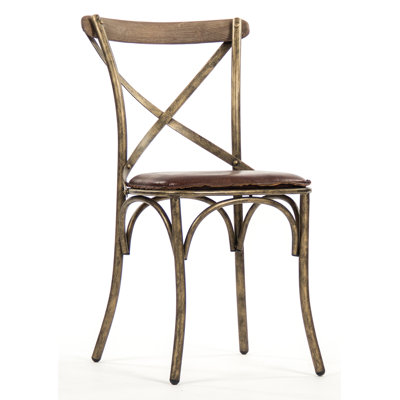 17.5'' H Genuine Leather Upholstered Side Chair