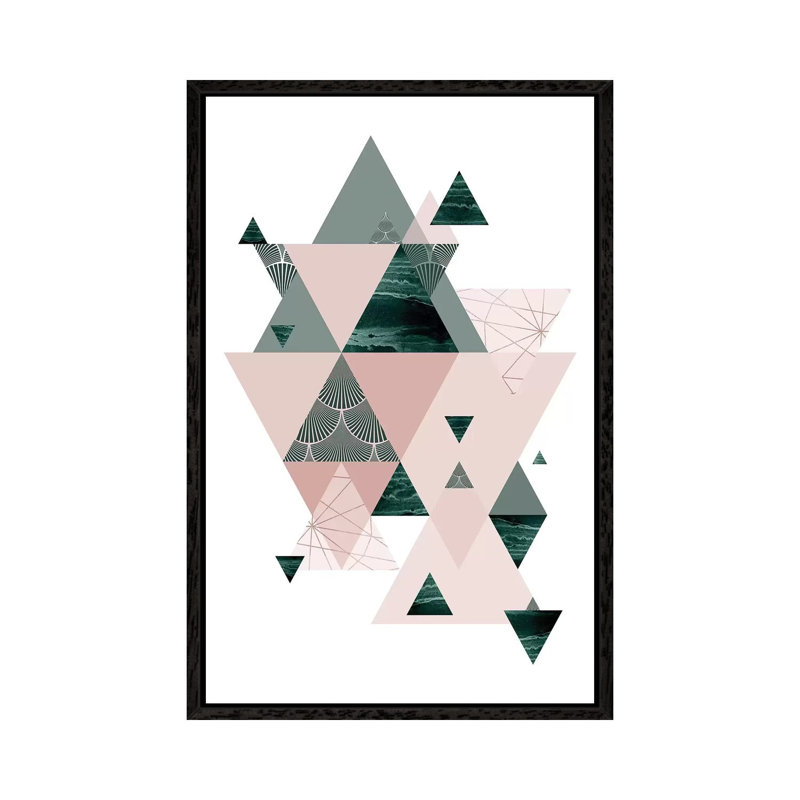 Evergreen Blush Geo II by Urban Epiphany - Print on Canvas, Black Framed, 66.04 cm H x 45.72 cm W