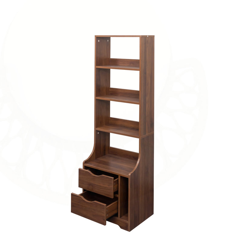 Night Stand with Bookshelf, Walnut