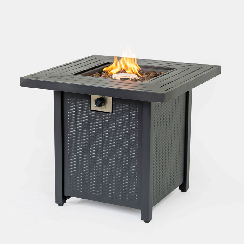 28-Inch Iron Square Propane Fire Pit Table