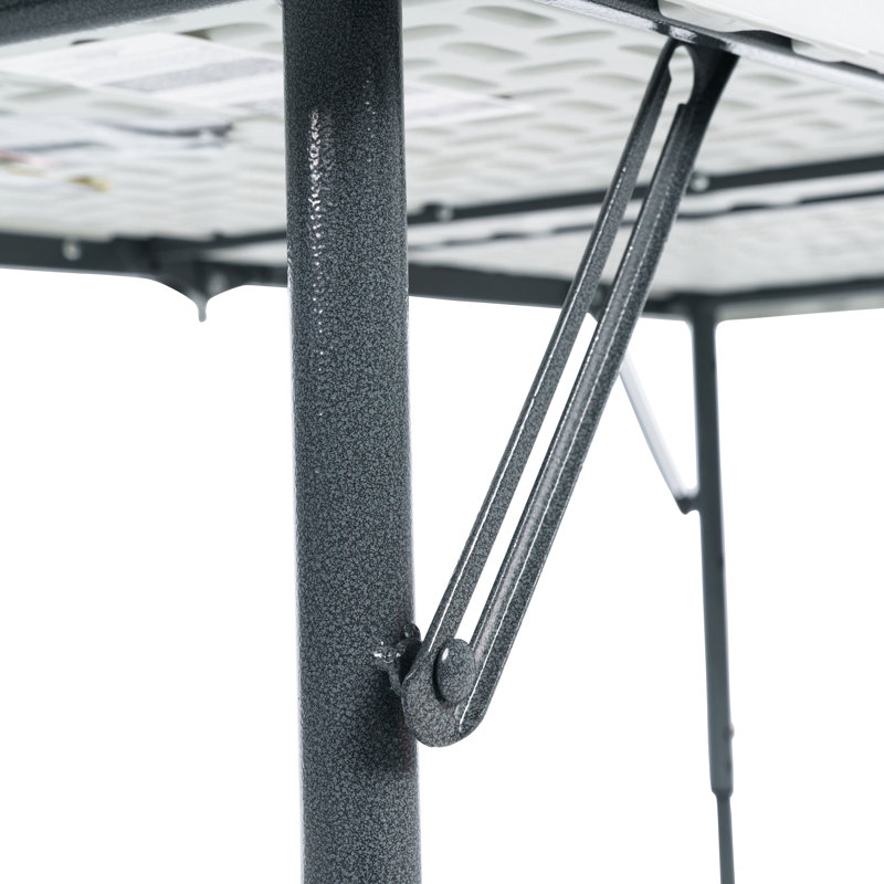 Gray Metal Frame Adjustable Height Folding Utility Table