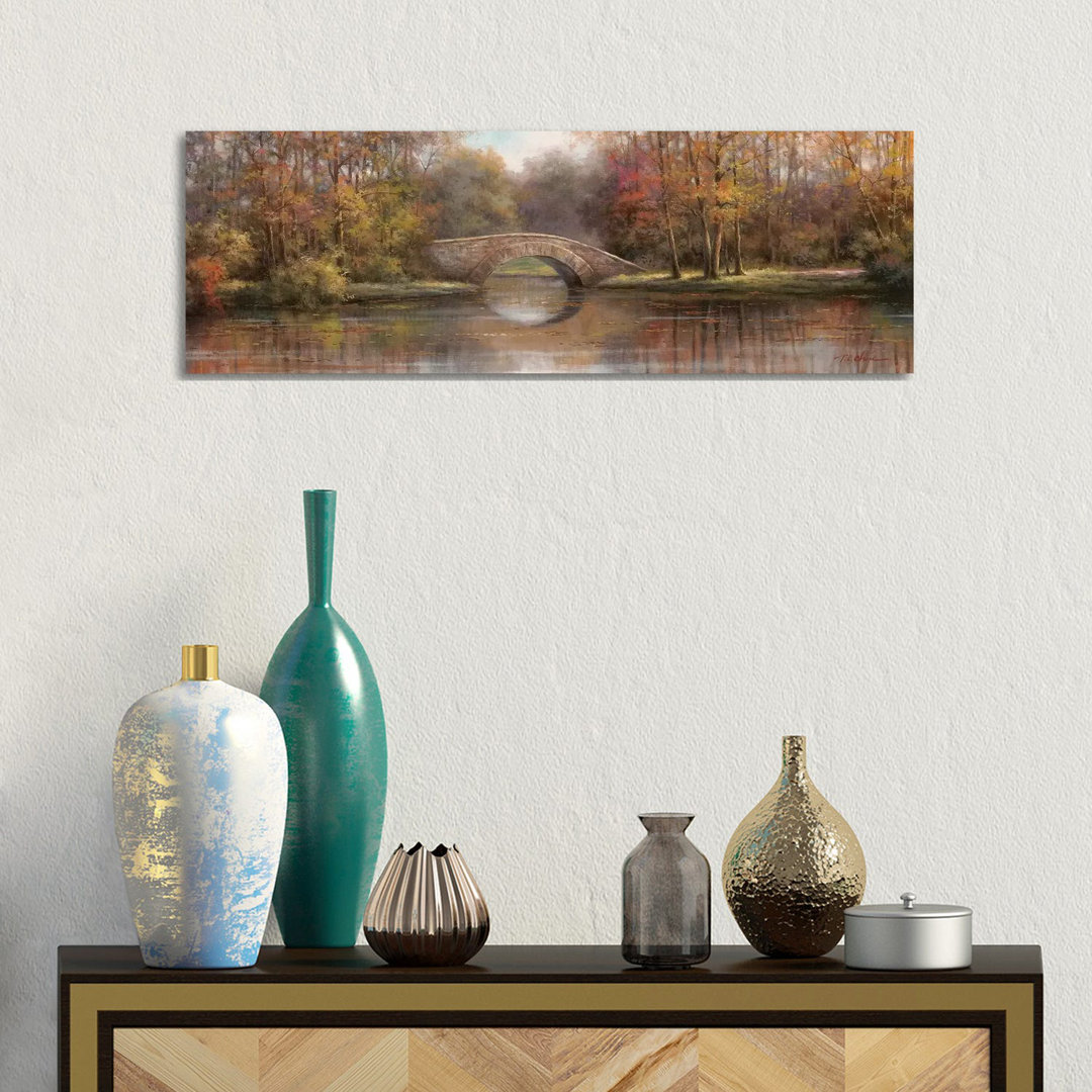 Entlang des Flusses I von T.C. Chiu - Ohne Rahmen Panorama-Leinwand Giclée auf Leinwand