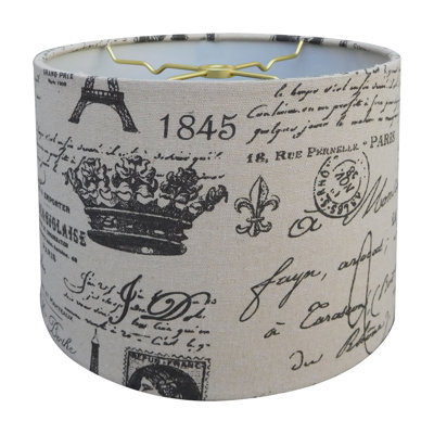 Abat-jour tambour en papier (araignée) noir / beige H 10 "x l 16"
