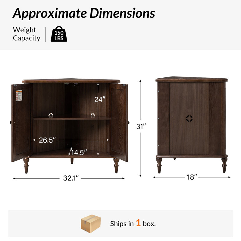 Armoire d'angle 2 portes Barra, Noyer