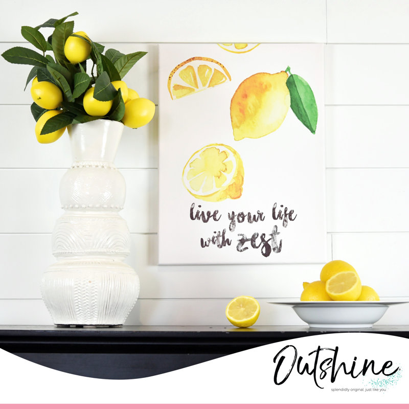 Art mural encadré Outshine Lemon 12 po x 16 po | Décoration murale positive | Art mural inspirant pour chambre à coucher, salon, cuisine, salle de bain, bureau | Cadeau pour pendaison de crémaillère, anniversaire, mariage