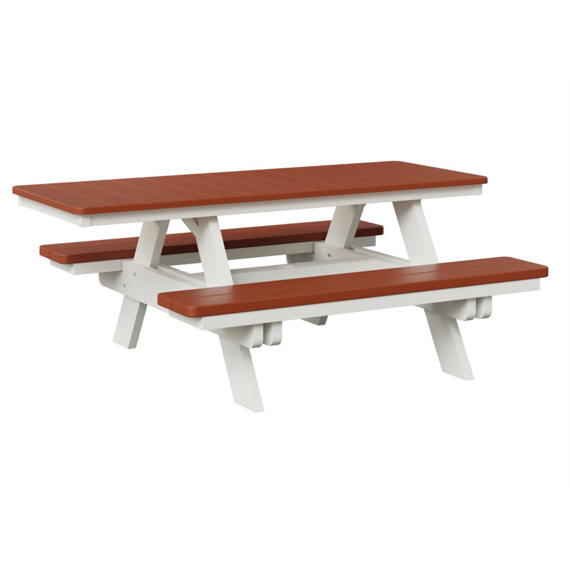  Table de pique-nique rectangulaire régulière à plateau orange régulier avec base blanche Manga, Orange mangue / blanc