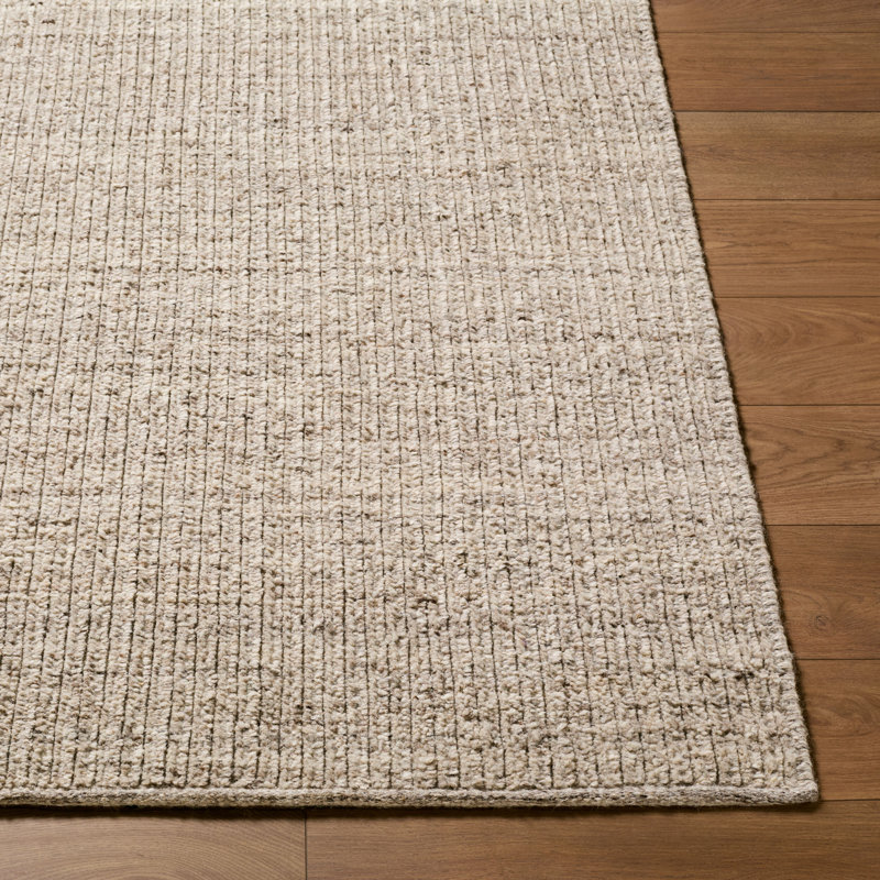 Tapis fait à la main Bern, Rectangle 6 pi x 9 pi, Taupe / gris pierre / ivoire