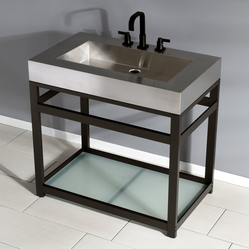Fauceture Metal Rectangular Console Bathroom Sink, Brushed/Oil Rubbed Bronze