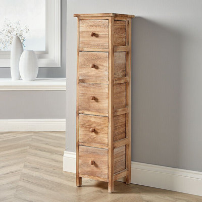 Salander Fully Assembled 5 Drawer Narrow Chest Bedroom Storage Unit