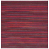 1950s Multicolor Ground Stripe Handwoven Wool Vintage Turkish Kilim Rug 5'0" x 6'0" Area Rug