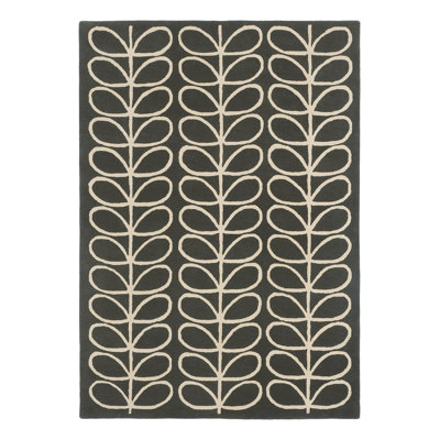 Wool Geometric Area Rug in Beige/Black
