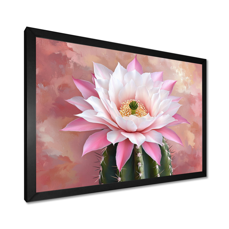 Reproduction d'art sur toile cactus rose II, H 34 po x l 44 po, Reproduction encadrée d'une seule photo sans pass, Noir