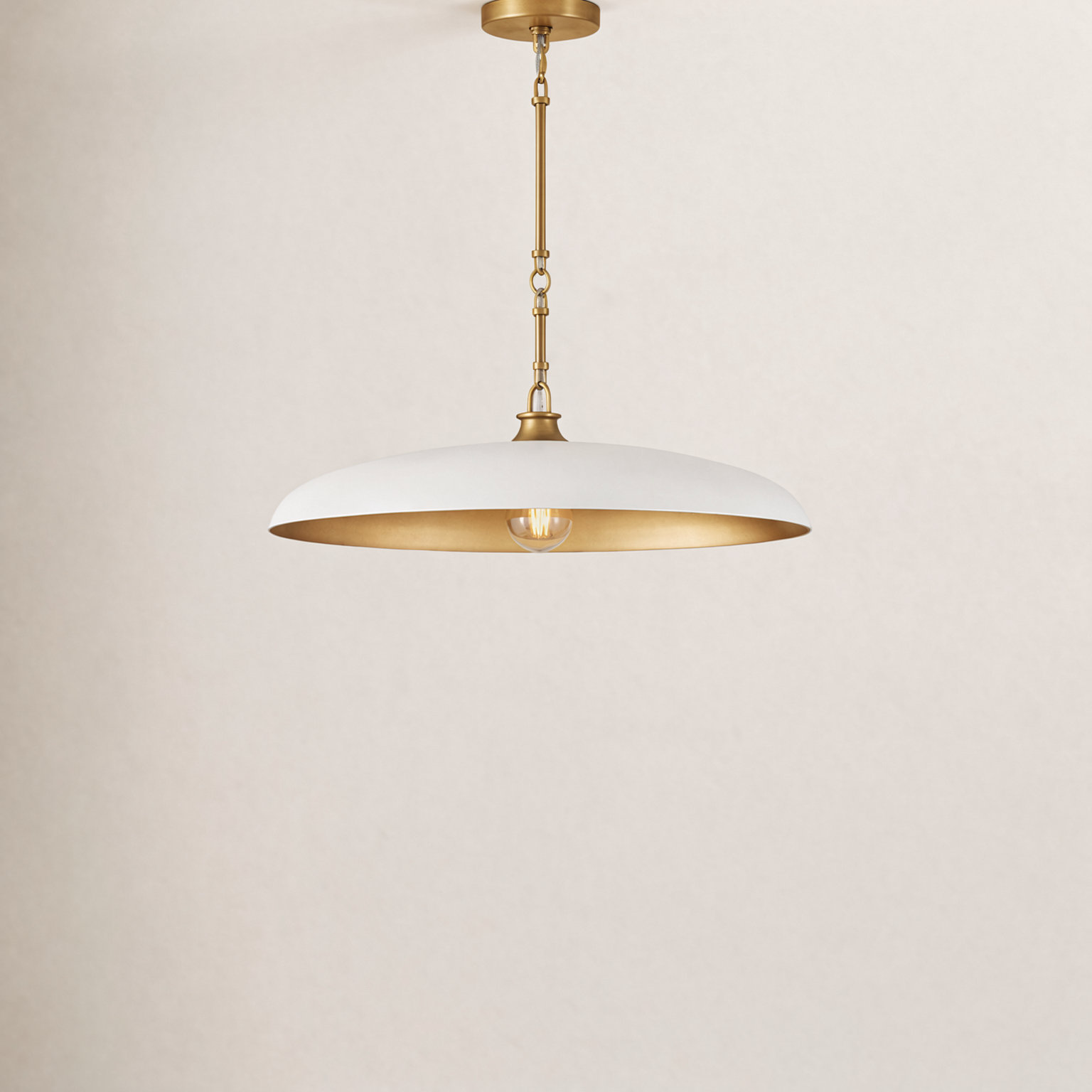 Hinkley Sadie Dimmable Single Light Pendant, 8" H x 24" W x 24" D, Chalk White