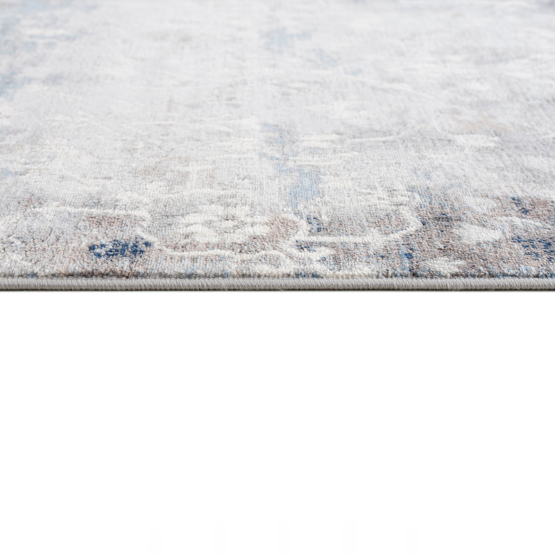 Romulus Navy And Beige Distressed Vines Area Rug, Runner 2'3" x 6'