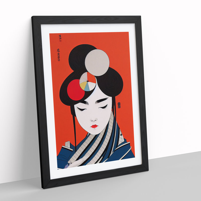 Creative Geisha - Single Picture Frame Painting, 64cm H x 46cm W x 2cm D, Black Framed