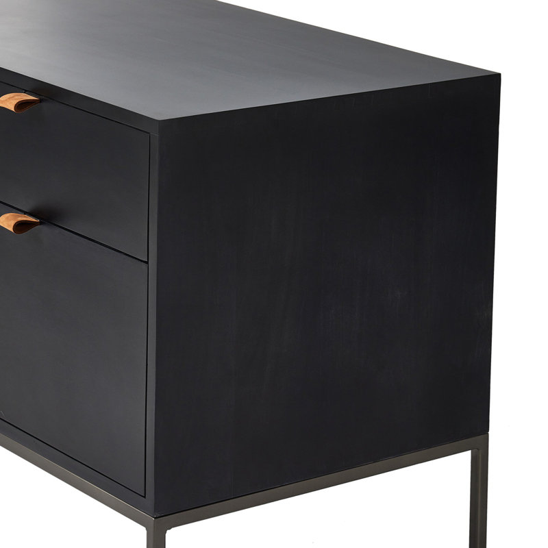Trey 4 - Drawer Solid Wood File Cabinet, Black
