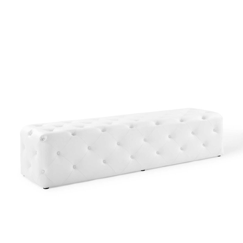 Banc de hall d'entrée capitonné Modway Amour, H 16,5 po x l 48 po x P 19 po, Blanc