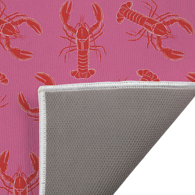 Tapis de bain décoratif homard, Simple - L 34 po x l 21 po, Rose