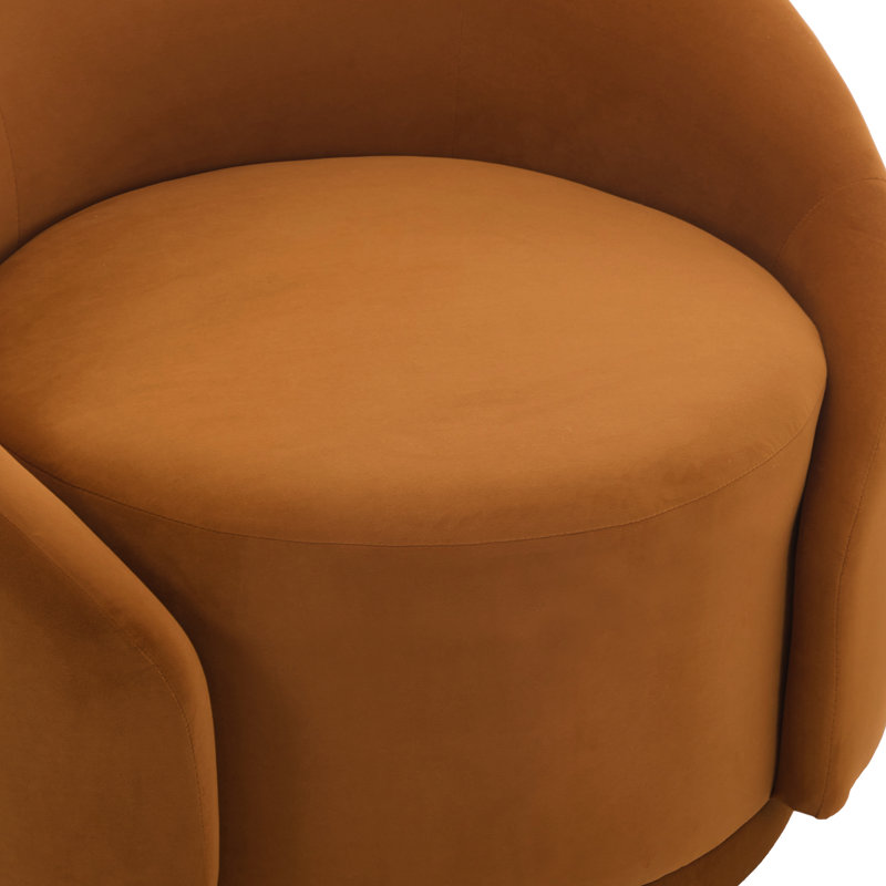 Fauteuil demi-tonneau pivotant rembourré Aunna, Velours orange