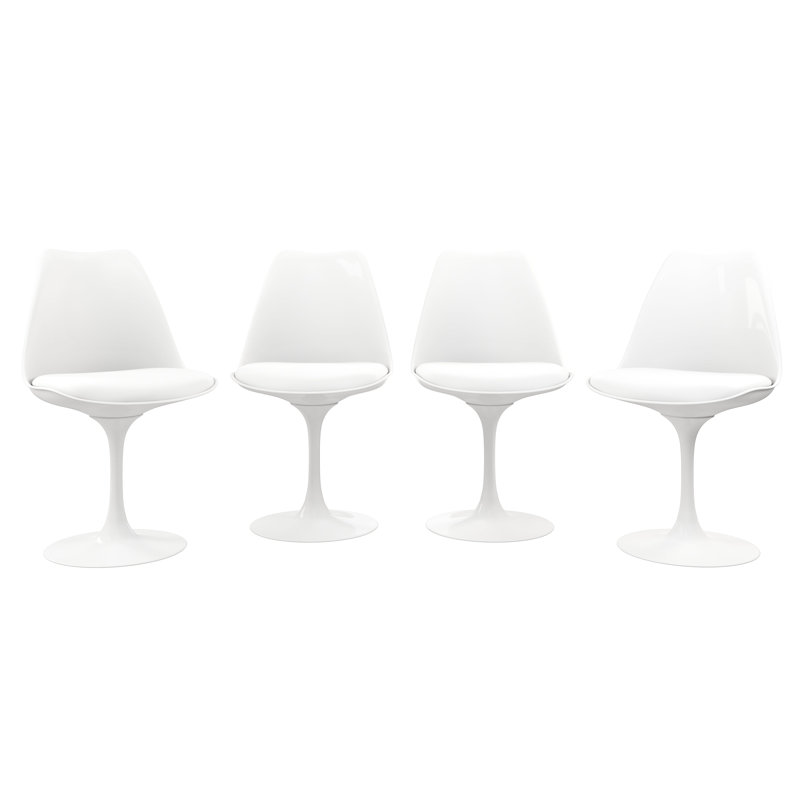 Modholic Tulip Swivel Side Chair, White, White, 1