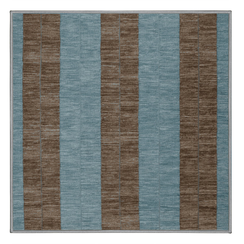 Machine Washable Botanical Brown Area Rug, Square 6'