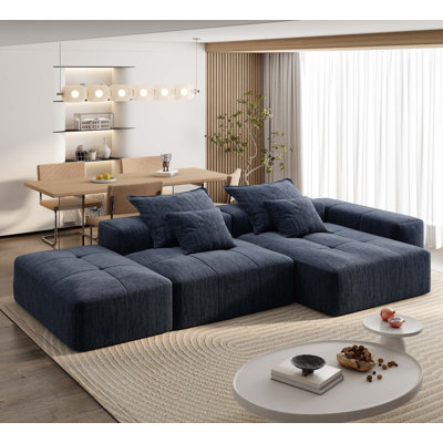 Modern Oversized Modular Sectional Sofa with Ottoman,seat,chaise lounge and armrest,Sparkling Chenille Fabric Soft Cushion Sofa with 4 Pillows,4 PCS DIY Combination Tufted Sofa,No Assembly Required