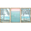 Beach And Plants " Pastel Orange Sunset Rocky Beach Shore Wave Coastal Nautical " 3 - Pieces-98697313-98697311