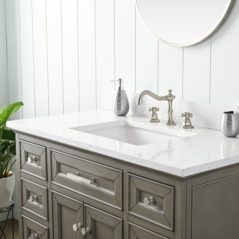 Thompson 42" W Single Bathroom Vanity, Silver Gray/Brushed Nickel