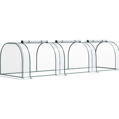 Mini serre portative de 3,35 m x 0,91 m x 0,76 m avec portes à glissière - Structure en tissu et en acier pour tous vos travaux de jardinage.
