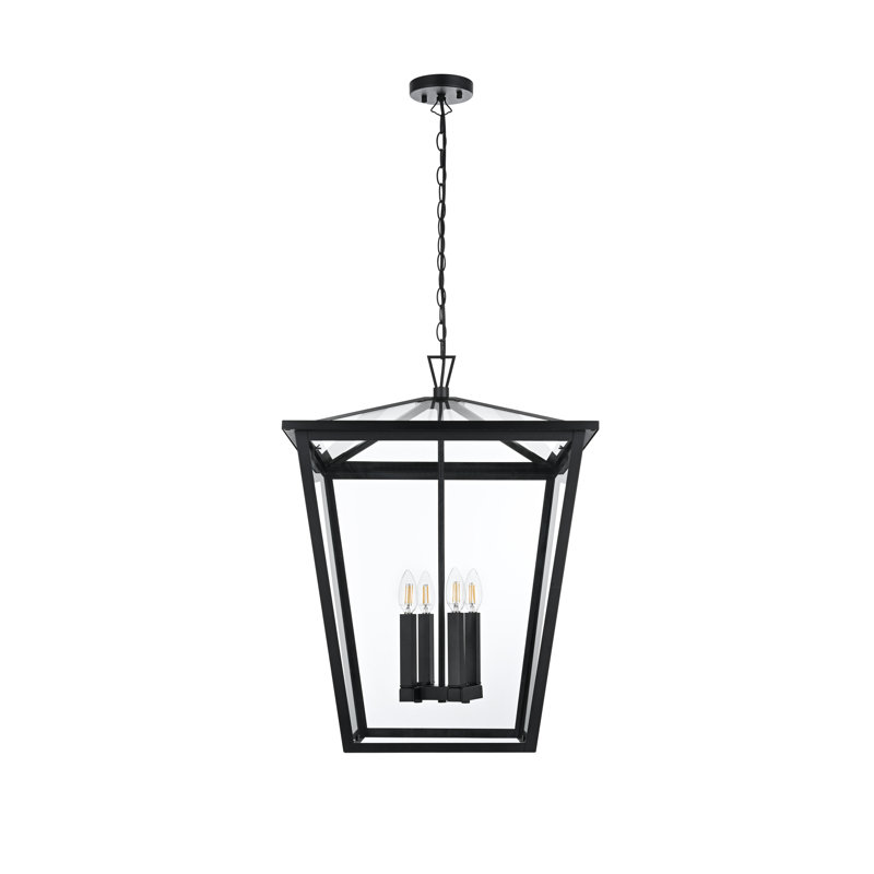 Luminaire suspendu d'extérieur Miyashiro en noir, H 27 po x l 20 po x P 20 po