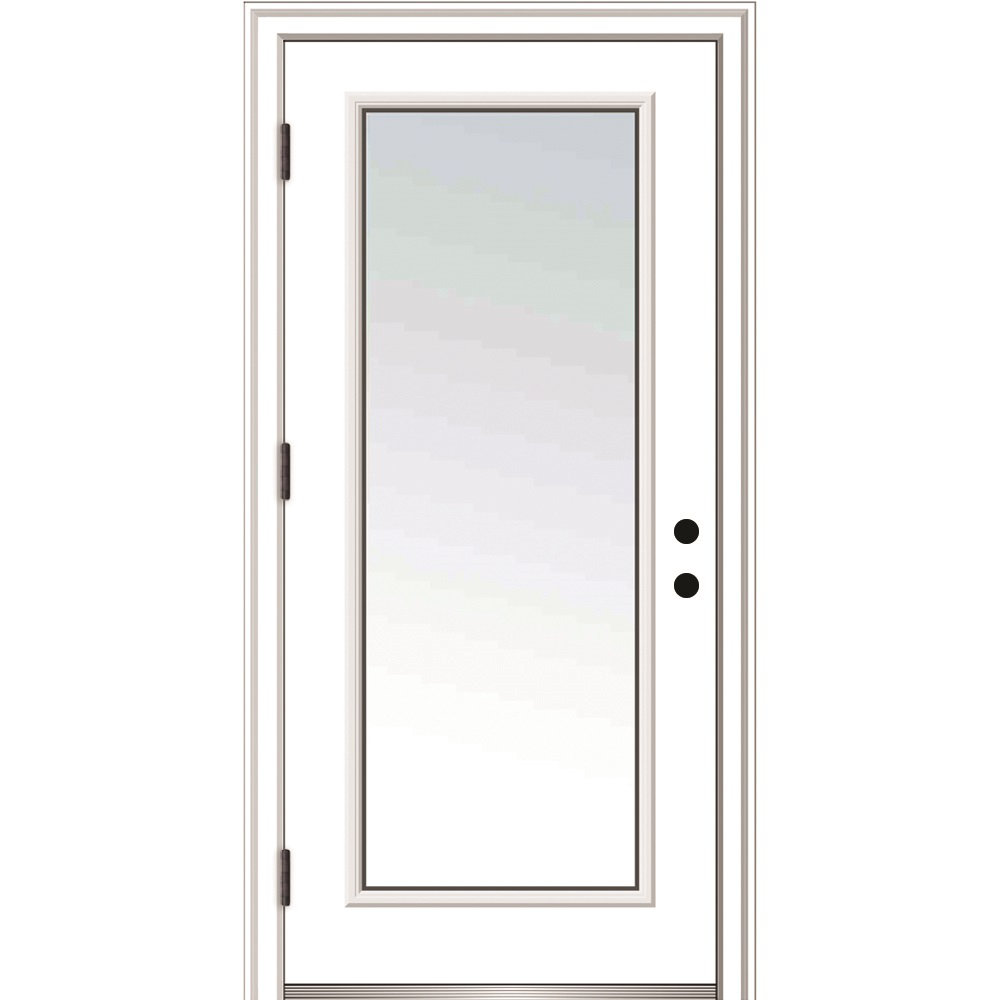 Verona Home Design Clear Glass Primed Steel Prehung Front Entry Door