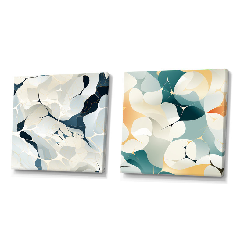 Crystl - Ensemble de 2 collages carrés abstraits, H 30 po x l 61 po, Toile tendue