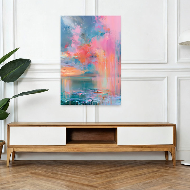 «Vibrant Dreamscape Horizon Abstract Colorful Dreamy Landscape Ocean», reproduction d'art, H 48 po x l 32 po
