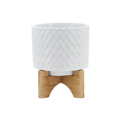 Pot à fleurs et support en céramique de 5 po, blanc - idéal pour les amateurs de plantes convenant à n'importe quelle pièce ou espace extérieur avec salon polyvalent, balcon de plantes grasses et support
