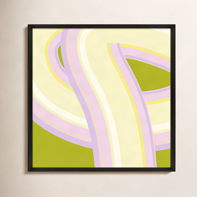 Bubblegum Twist Print by Jacques Pilon, 16" H x 16" W x 1.25" D, Black Wood