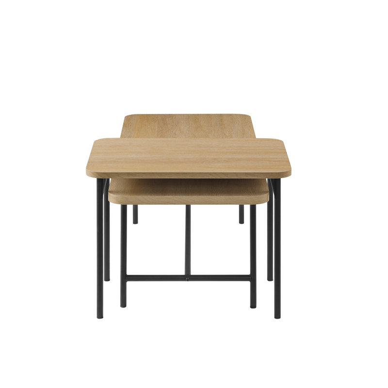 2 - Piece Living Room Table Set, Black, Coastal Oak