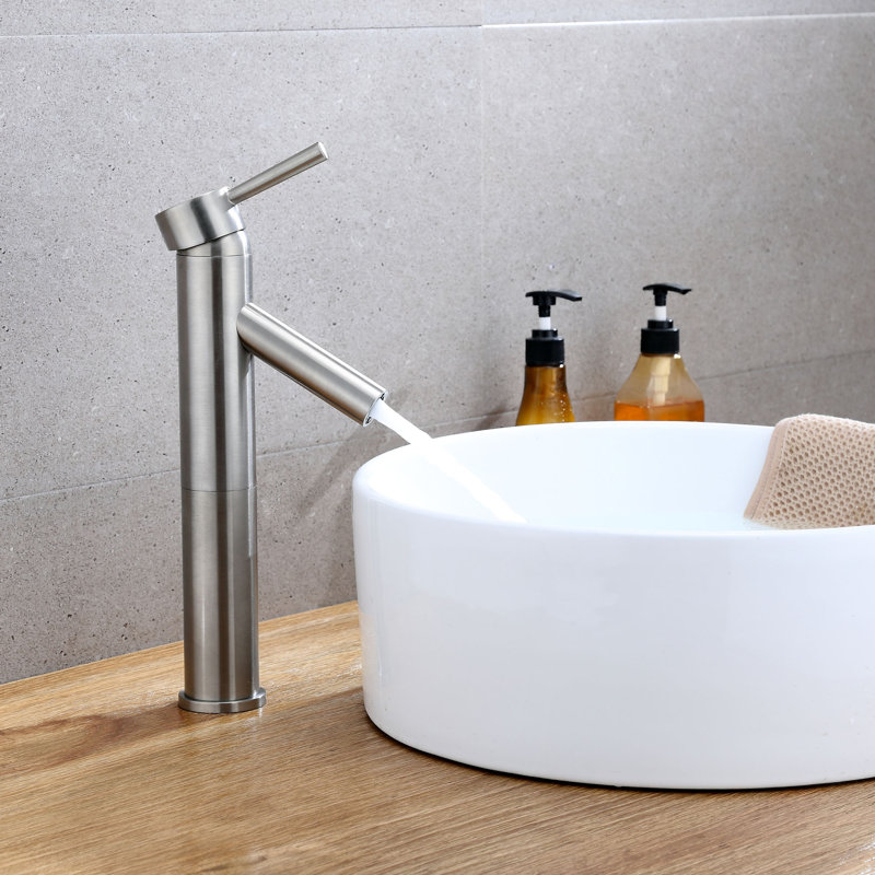 Robinet de lavabo de salle de bain à grande cuve à fixation sur plateau Euro - nickel brossé, Nickel brossé