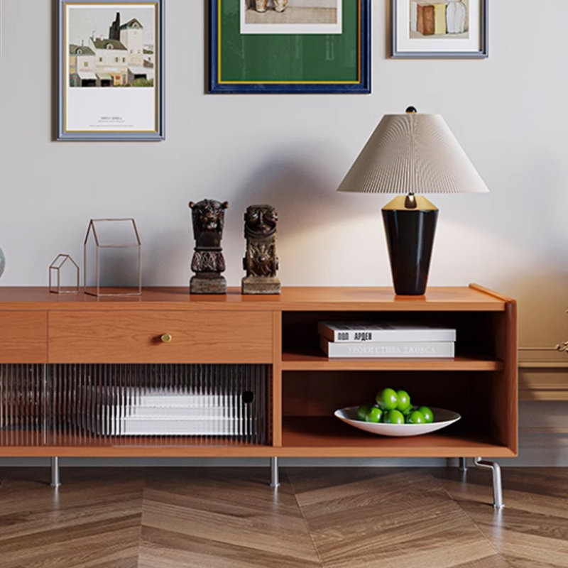 Meuble télé en bois de style médiéval, H 19,68 po x L 70,86 po x l 17,71 po, Brun