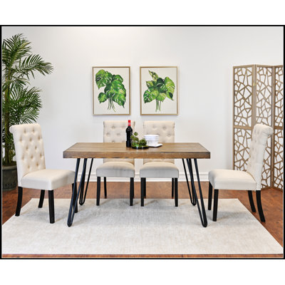 Ensemble repas 5 pièces avec pieds en épingle à cheveux, pour des espaces modernes et compacts, alliant style et fonctionnalité